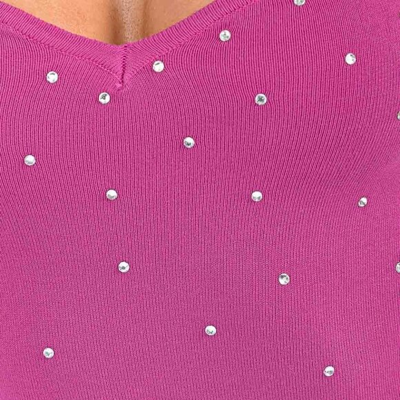 Sleeveless Bodycon Mini Dress Studded Embellished Sweetheart Neckline Pink - Picture 4 of 8